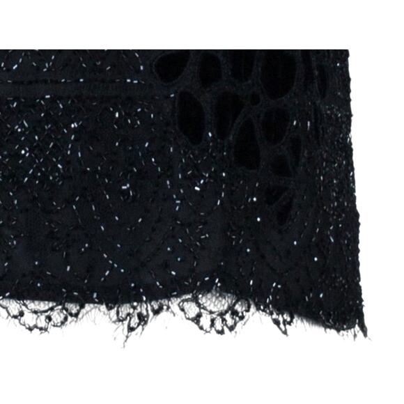 Valentino Black Beaded Square Neck Sheer Short Sleeve Top Size 6 - Picture 9 of 13